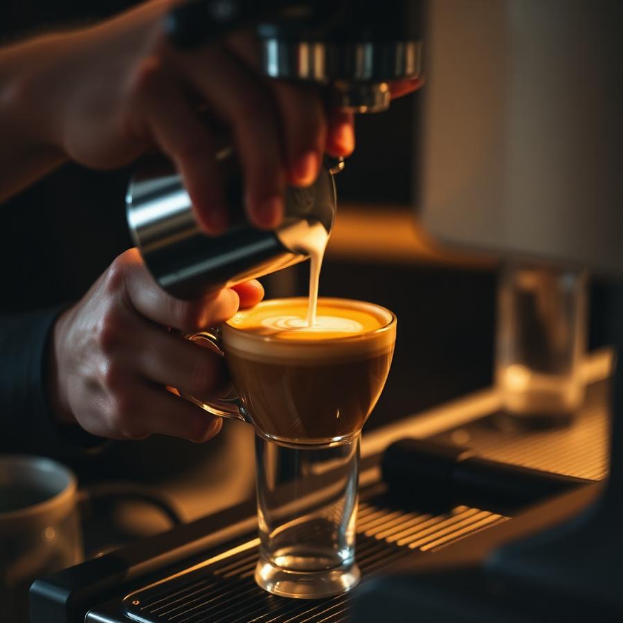Barista preparando latte art